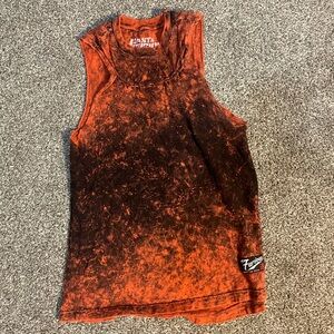 Affliction Orange and Black Sleeveless Top